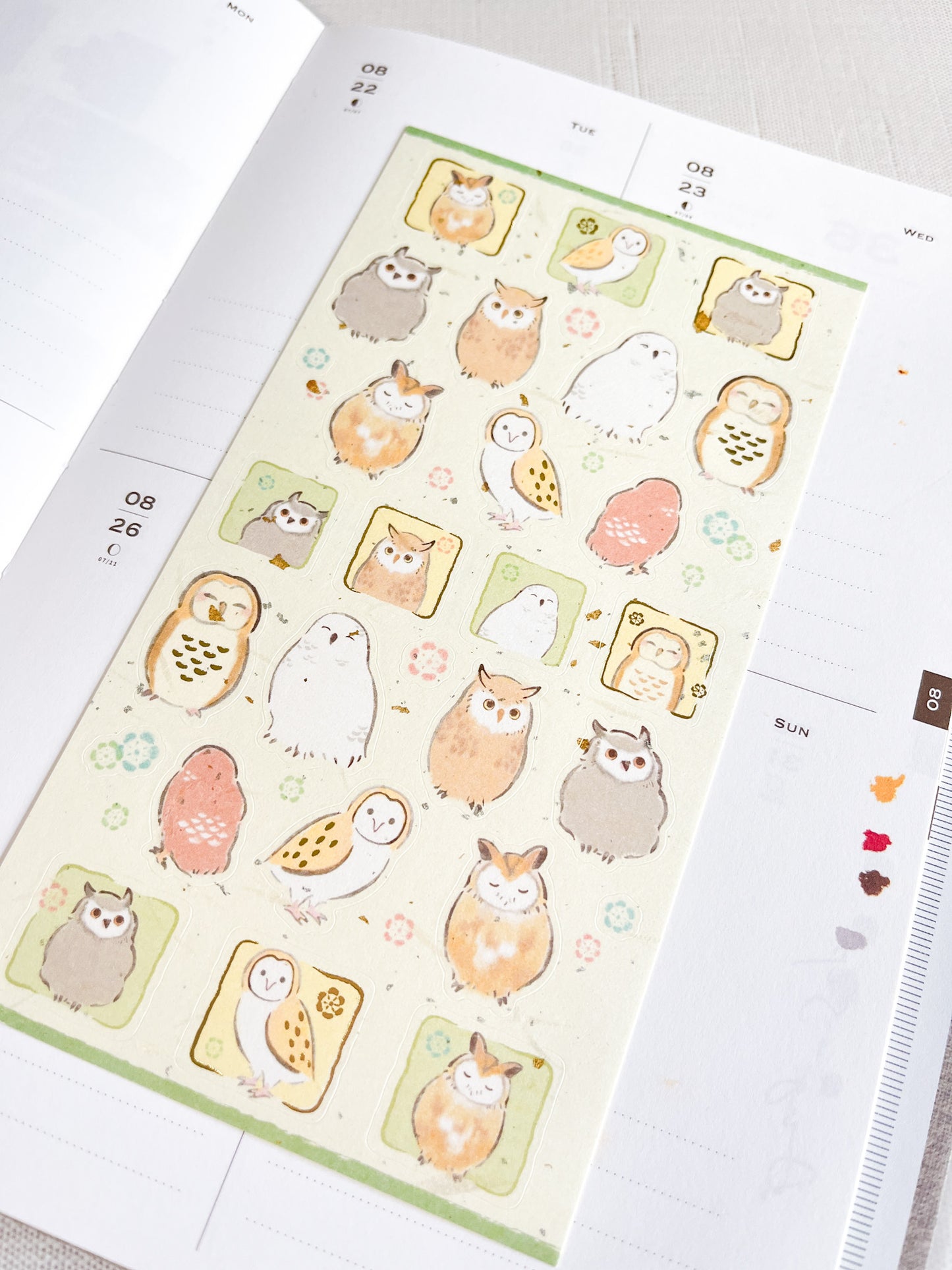 FORON | Owls Japanese Linen Sticker Sheet | 5074148