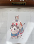 UMEYA | Big and Small Fortune Cat Postcard