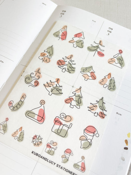 Line Art Holiday Season Washi Sticker Sheet