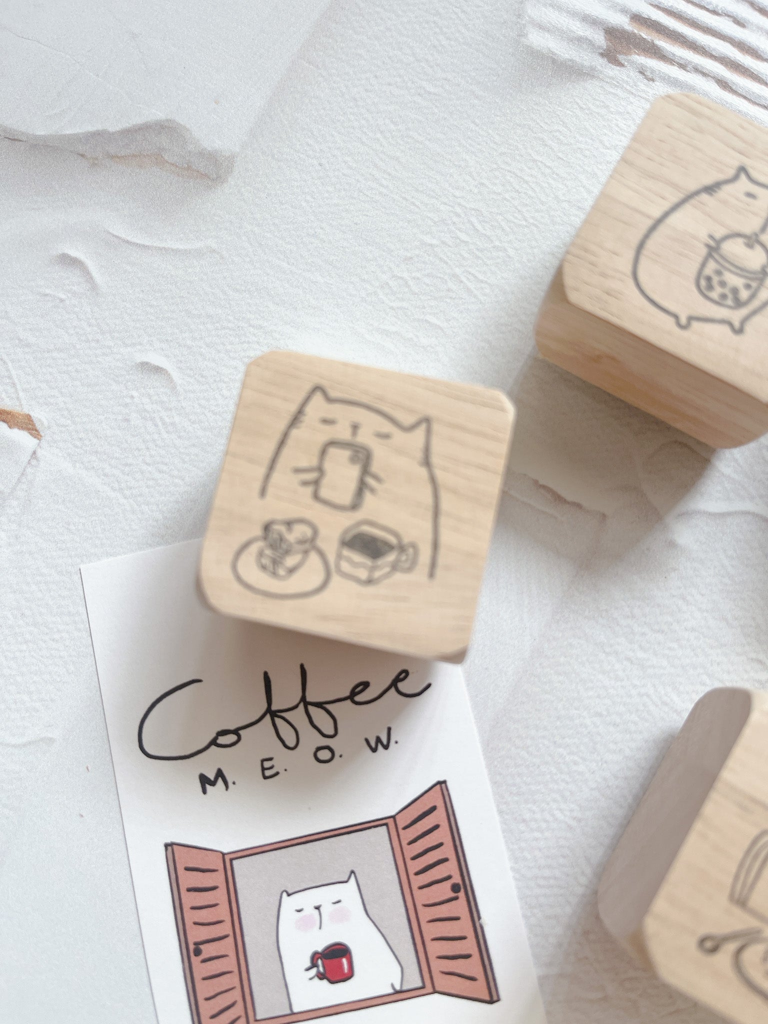 Coffee Cup Cat Wooden Stamp Coffee Cup Cat Wooden Stamp
