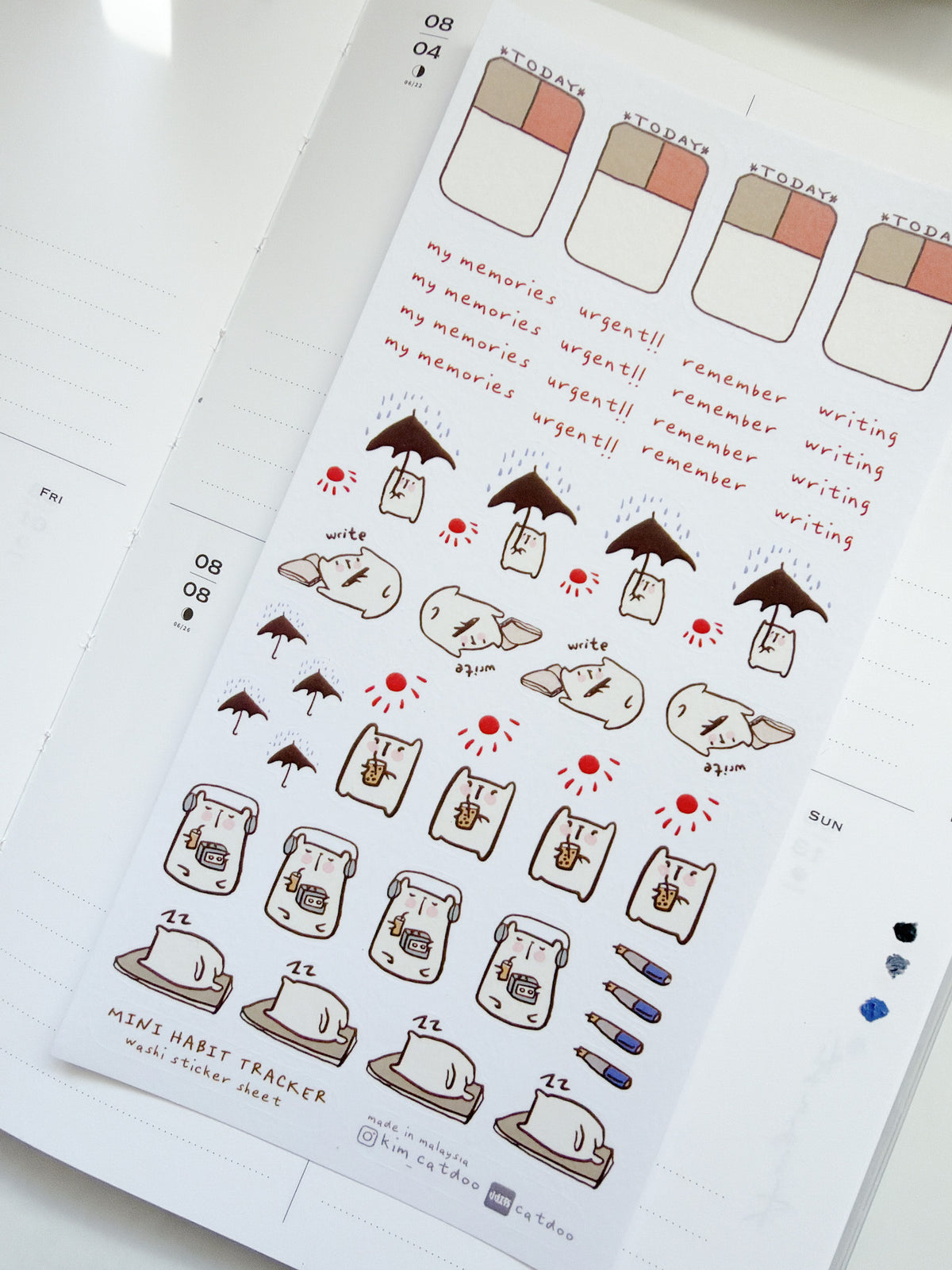 Catdoo | Mini Habit Tracker Washi Sticker Sheet