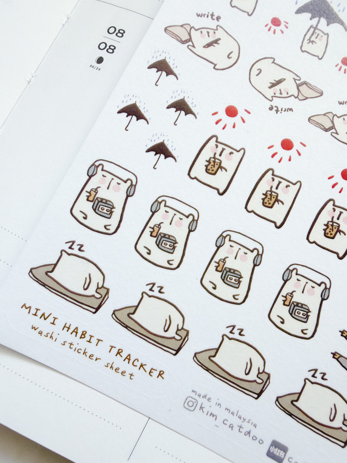 Catdoo | Mini Habit Tracker Washi Sticker Sheet