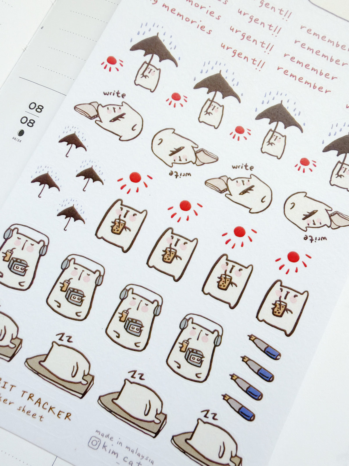 Catdoo | Mini Habit Tracker Washi Sticker Sheet