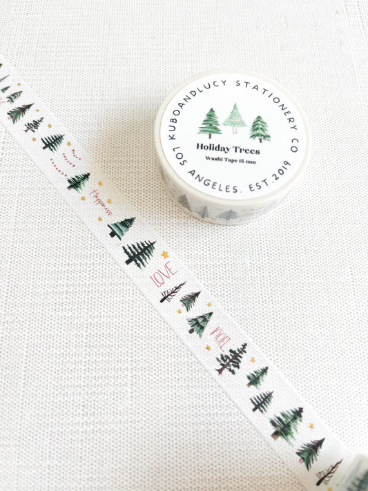 Kuboandlucy Stationery Co | Holiday Trees with Gold Foil Washi Tape