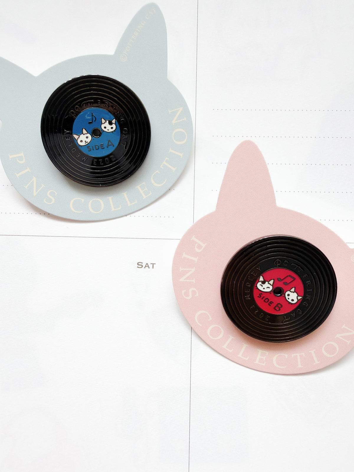 Pottering Cat | Vinyl Side A &amp; B Enamel Pin