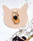 Pottering Cat |Seaweed Rice Cracker Enamel Pin | PZ-062