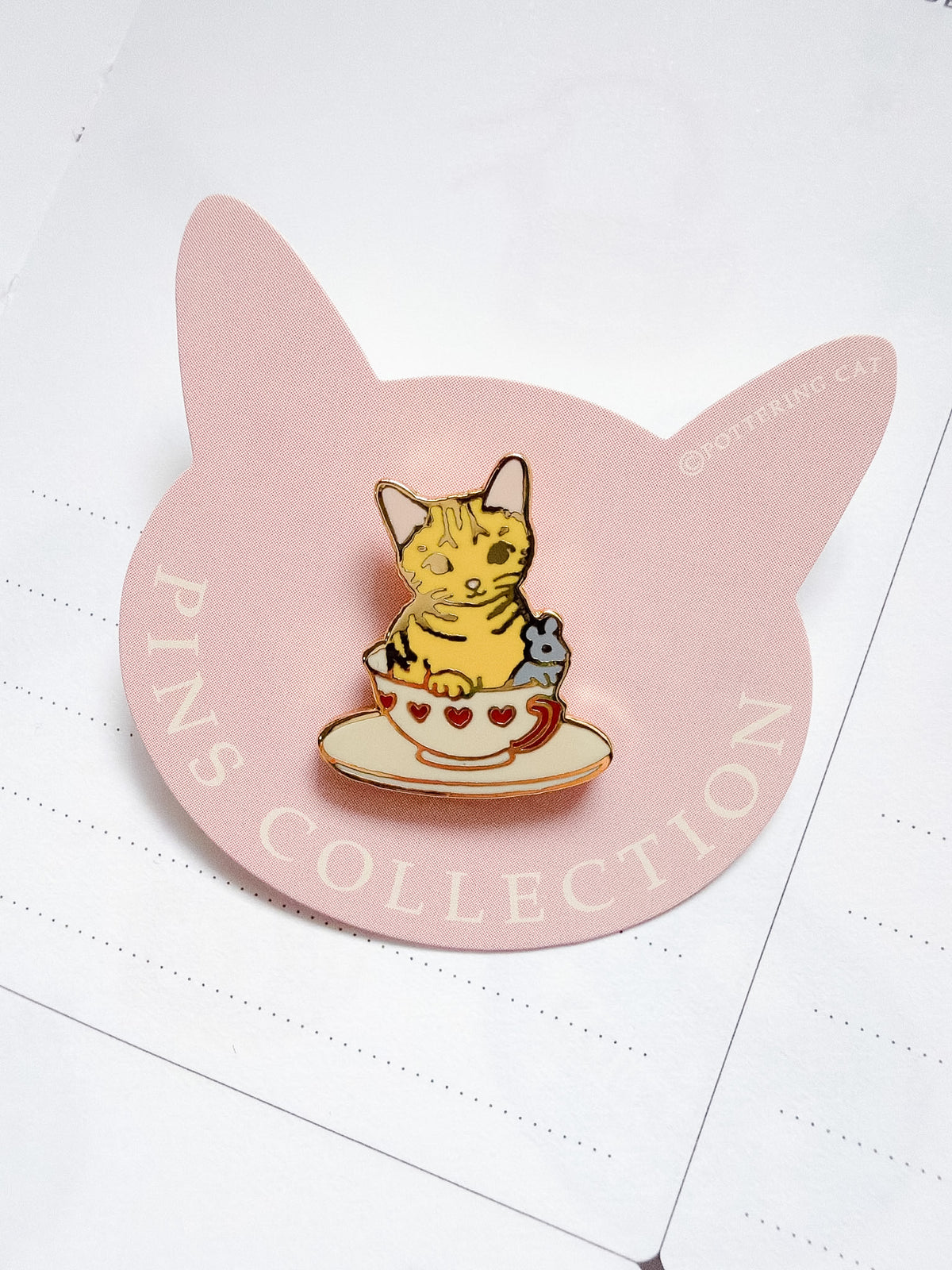 Pottering Cat | Tea Cup Enamel Pin | PZ-012