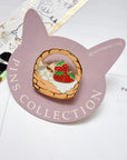 Pottering Cat | Strawberry Basket Enamel Pin | PZ-058