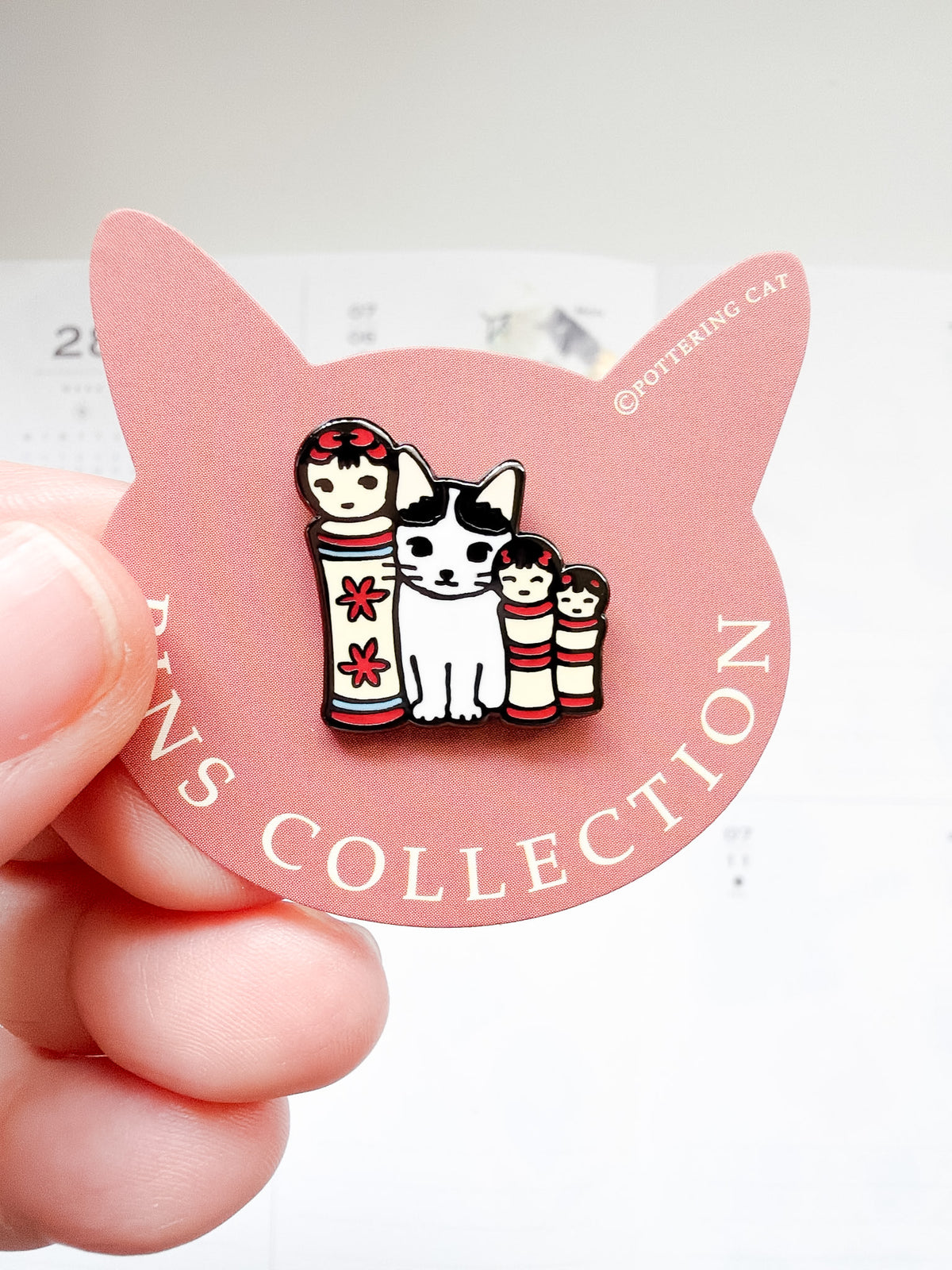 Pottering Cat | Marionette Nesting Dolls Enamel Pin | PZ-050