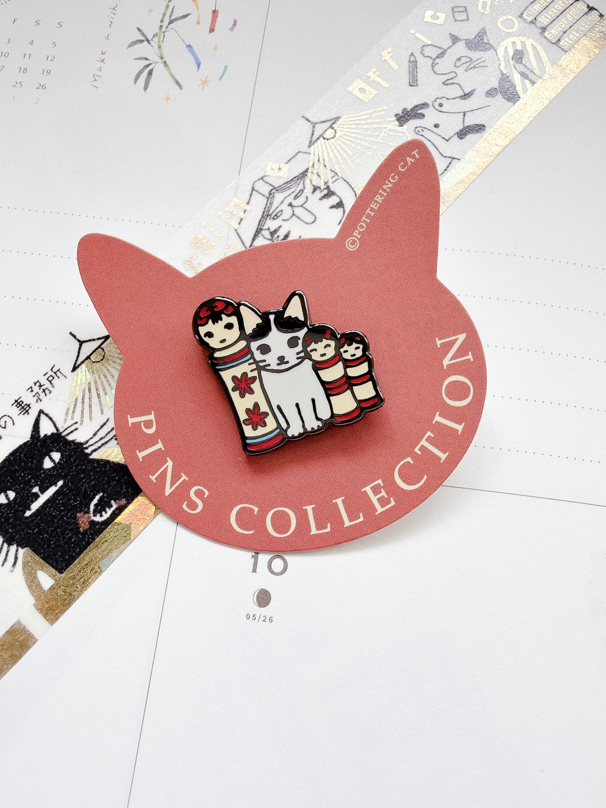 Pottering Cat | Marionette Nesting Dolls Enamel Pin | PZ-050