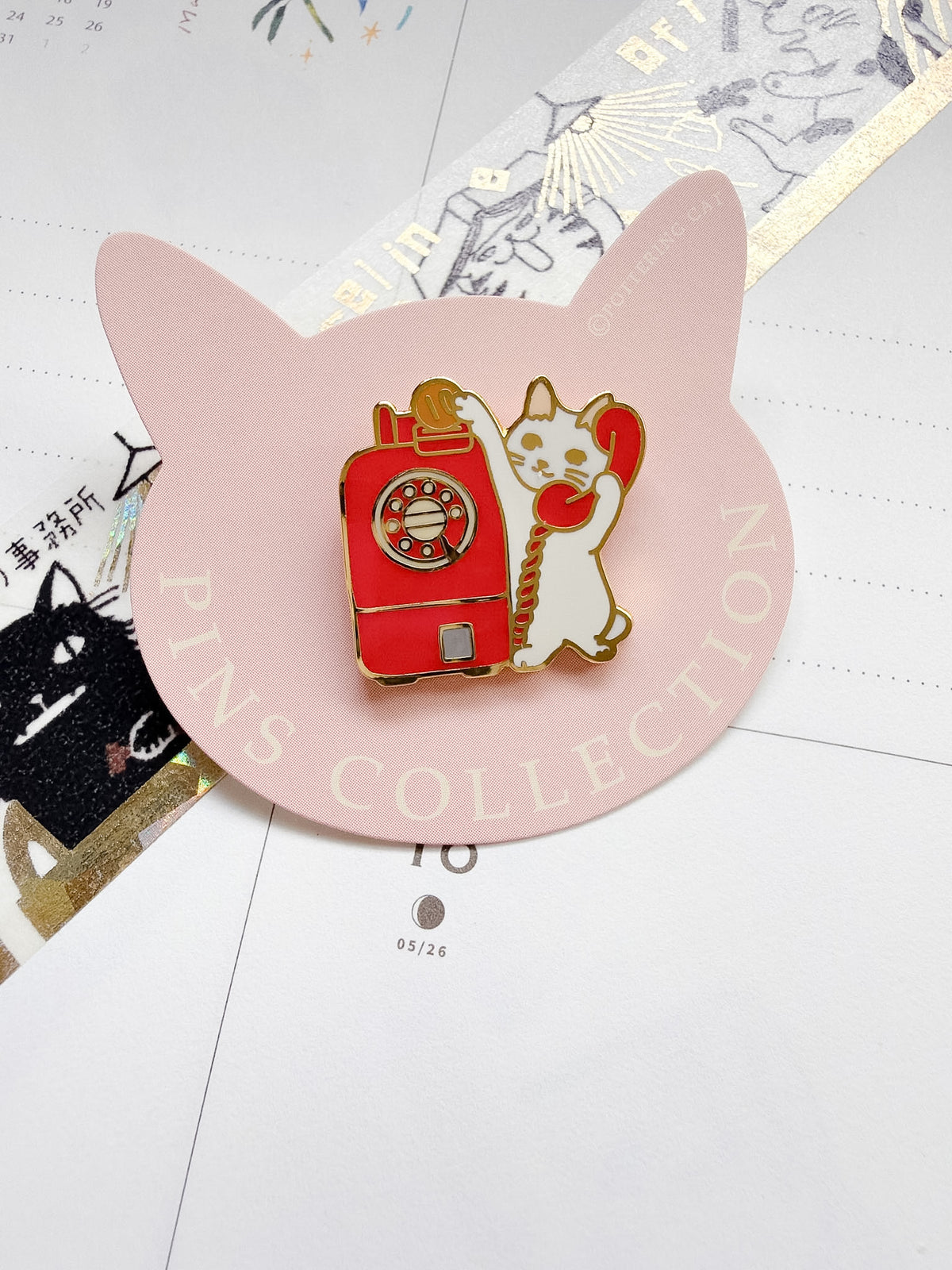 Pottering Cat | Public Telephone Enamel Pin | PZ-048