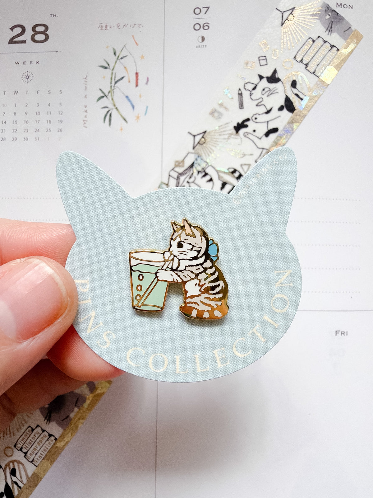 Pottering Cat | Glass Enamel Pin | PZ-017
