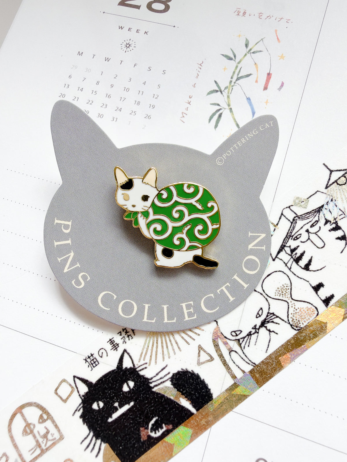Pottering Cat | Thief Cat Enamel Pin | PZ-052