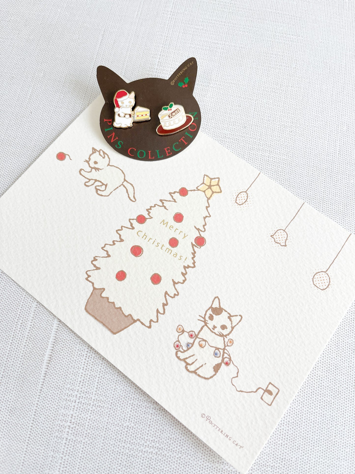 Pottering Cat | Christmas Cat with Cake Enamel Pin | XS-01