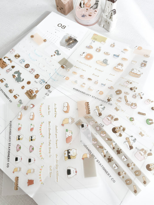 Cute Cats & Dog PET Sticker Sheet | 4 designs