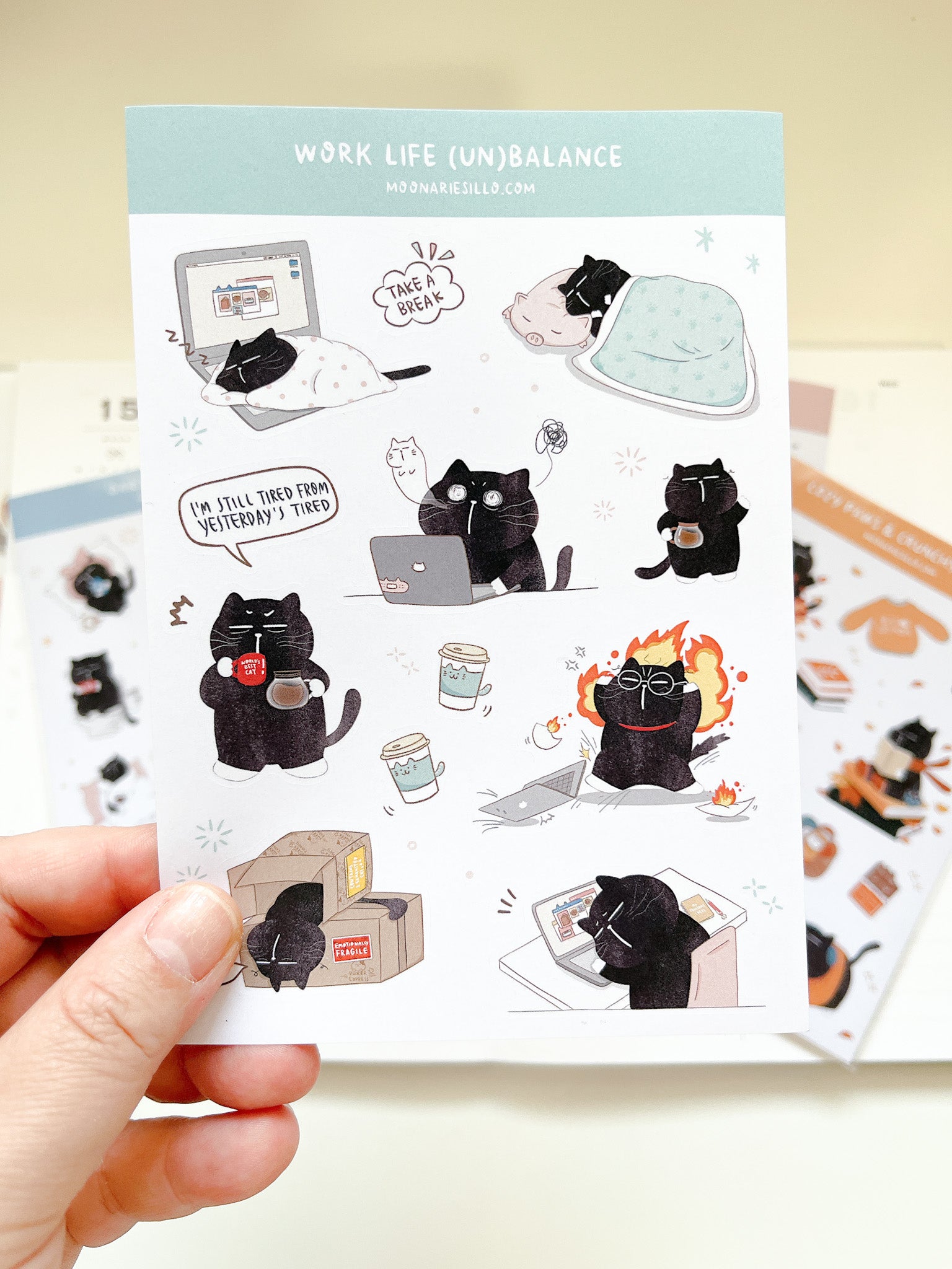 Moonaries Illo | Funny Work Life Mocha Sticker Sheet