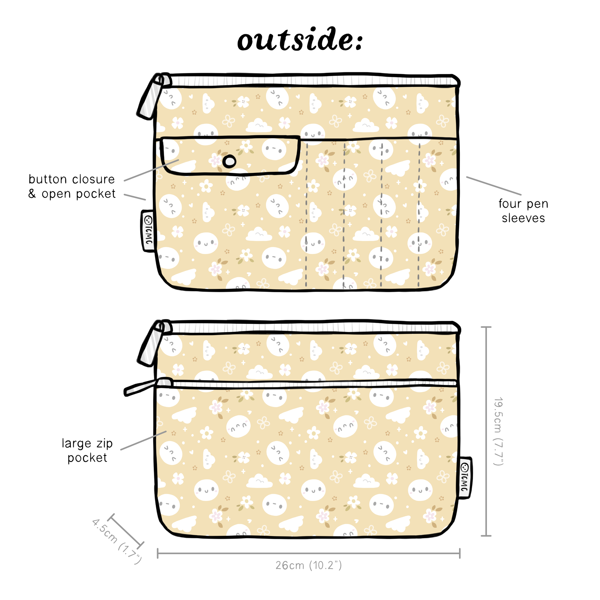 The Coffee Monsterz Co | Honey Wide Stationery Pouch | JUNE PRE ORDER