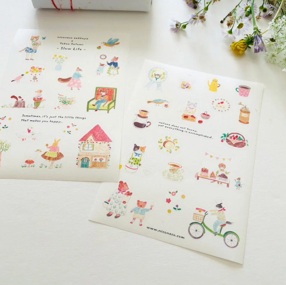 Niconeco x Yohoo Satomi Slow Life Print On Sticker Sheet Set
