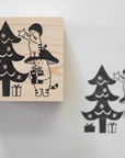 Mushroom Cat Merry Christmas Rubber Stamp