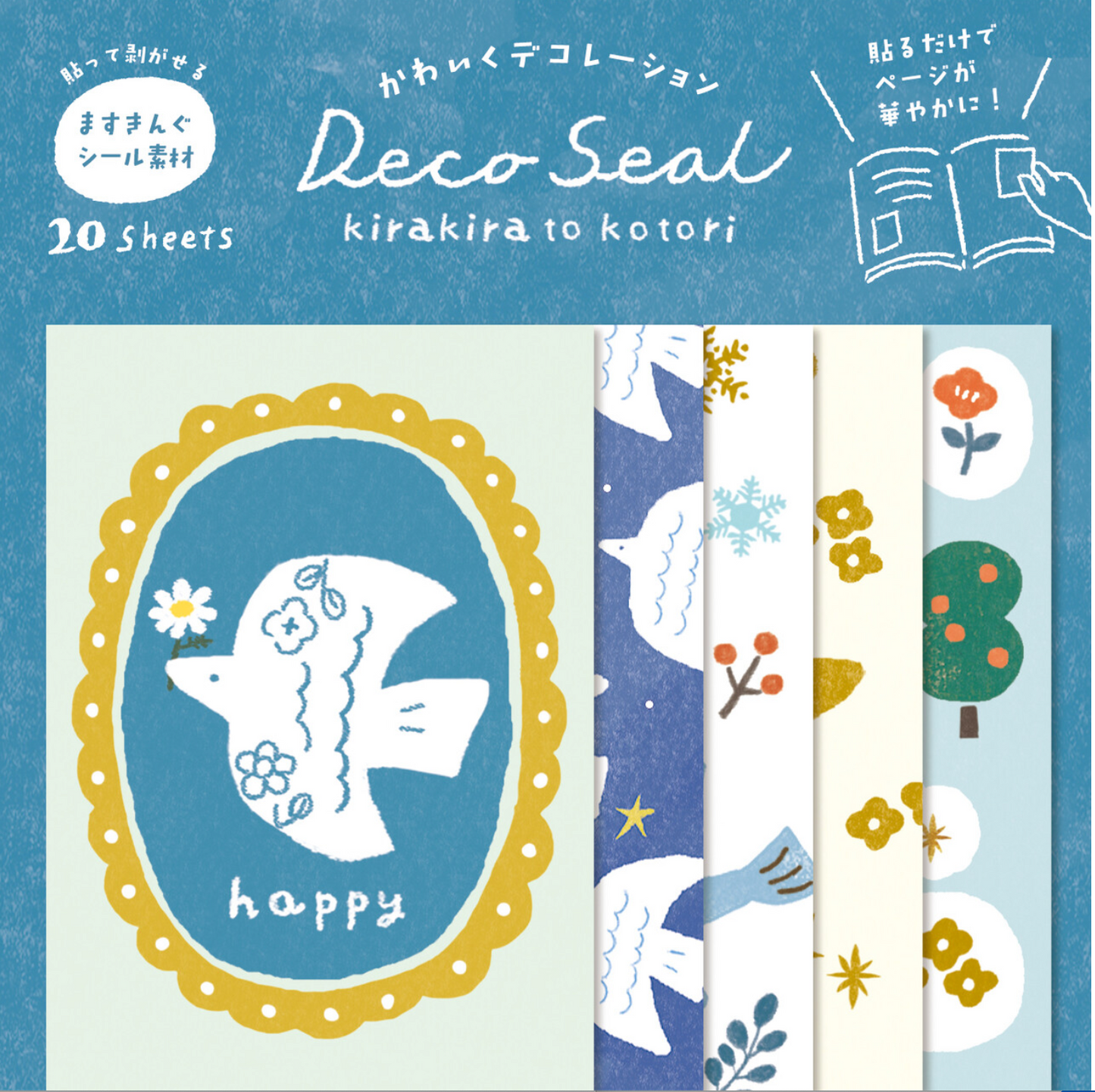 Fukukawashiko | Small Bird Deco Sticker (Blue)  | QA17