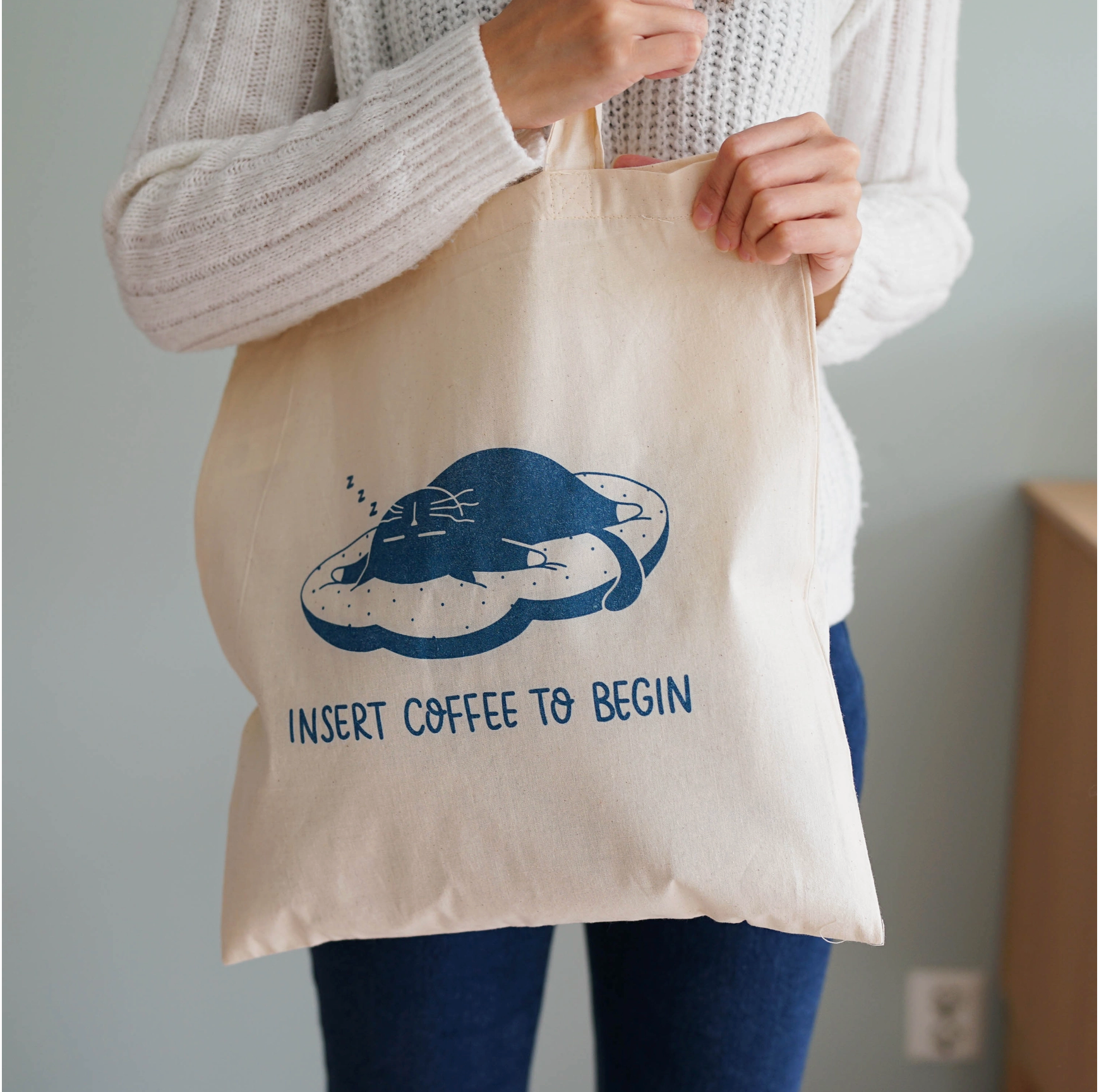 Moonaries Illo | Insert Coffee To Begin Canvas Tote