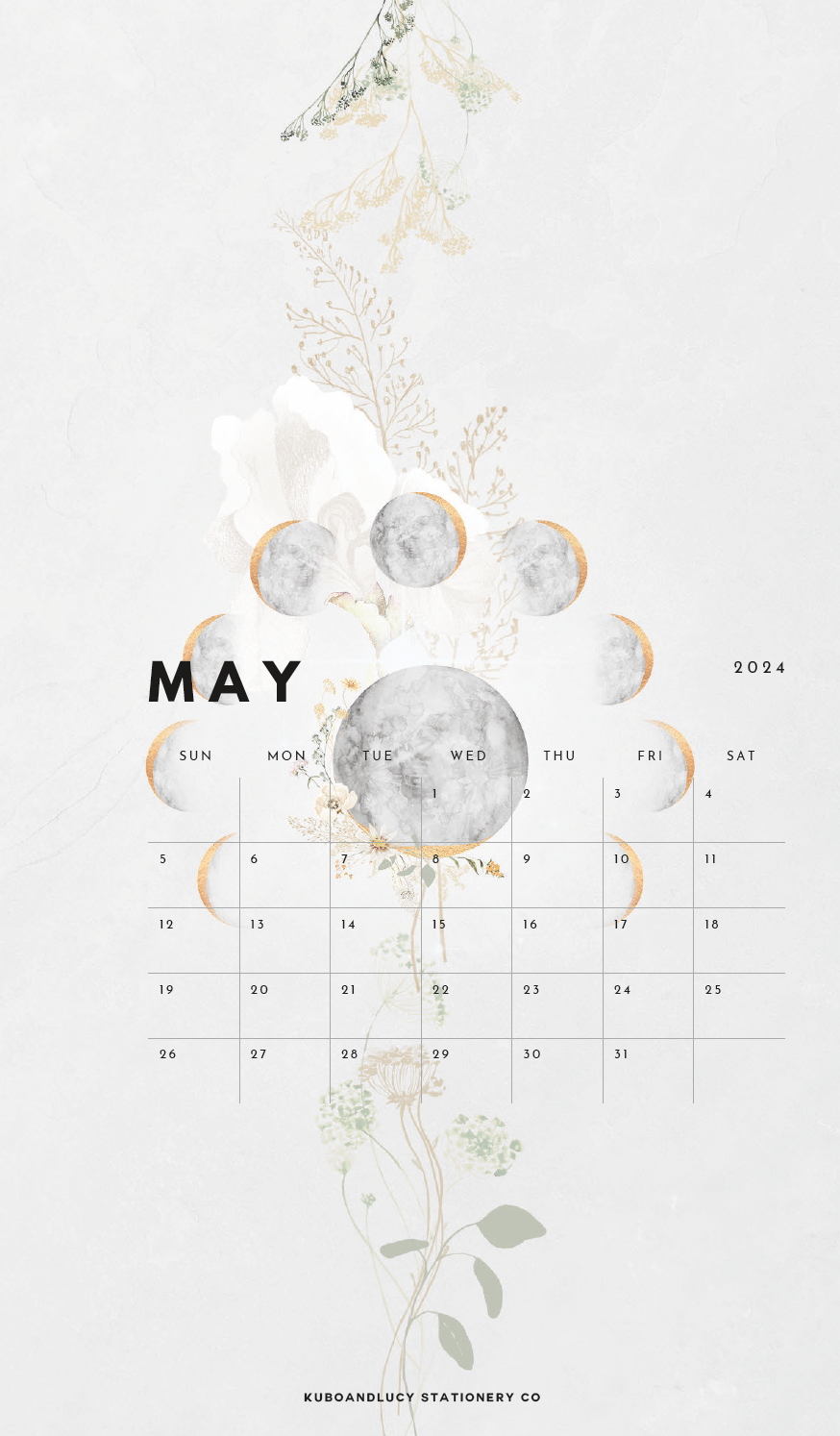 FREEBIE 2024 Monthly Celestial Floral | Digital Download