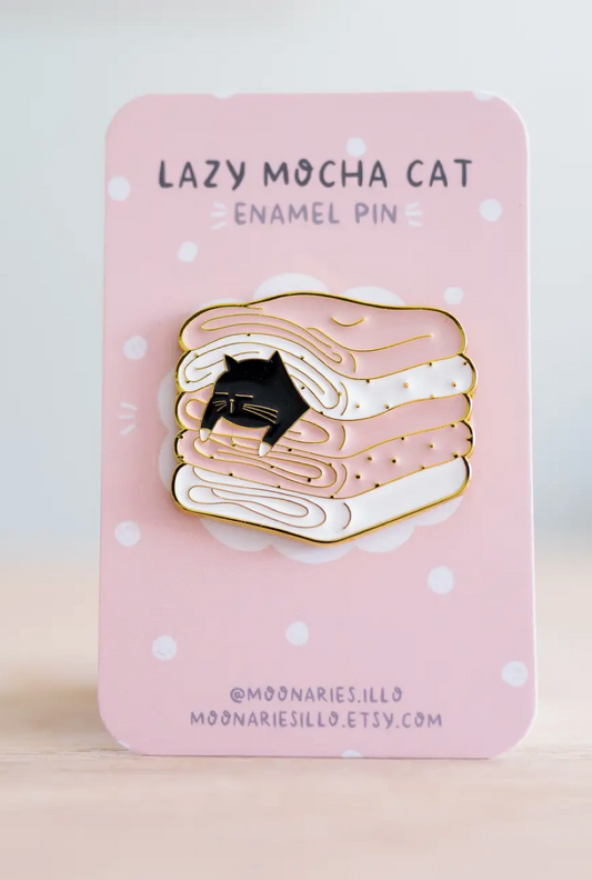 Moonaries.illo | Lazy Mocha Cat Enamel Pin