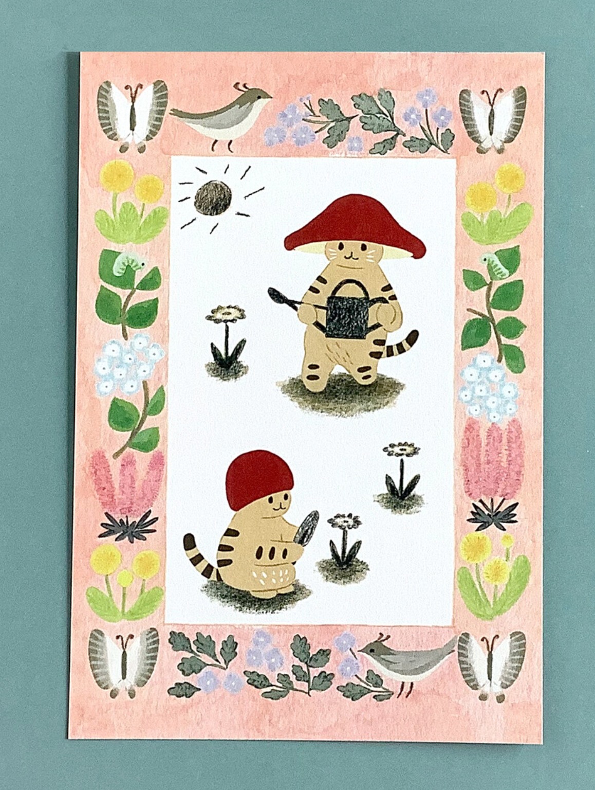 4 Legs | Spring Mushroom Cat Postcard