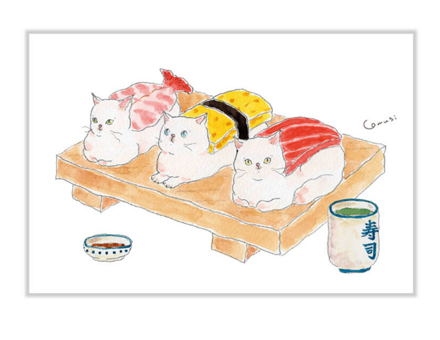 TOKORO KOMUGI | Sushi Cat Postcard