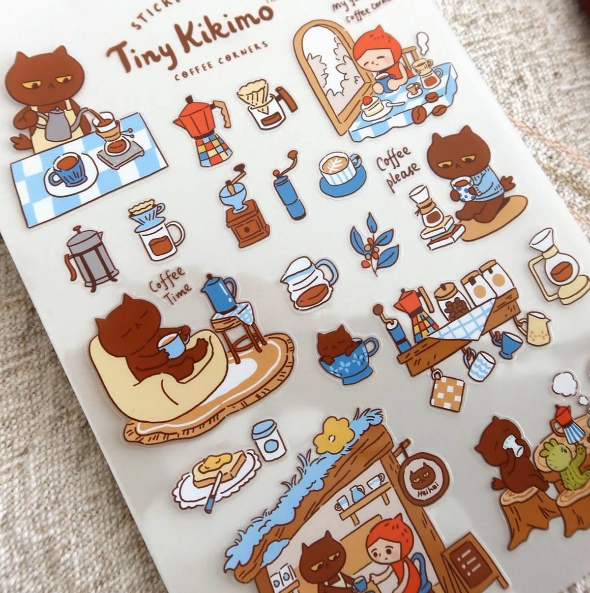 Tiny Kikimo | Coffee Corners Sticker Sheet β KuboandLucy Stationery Co