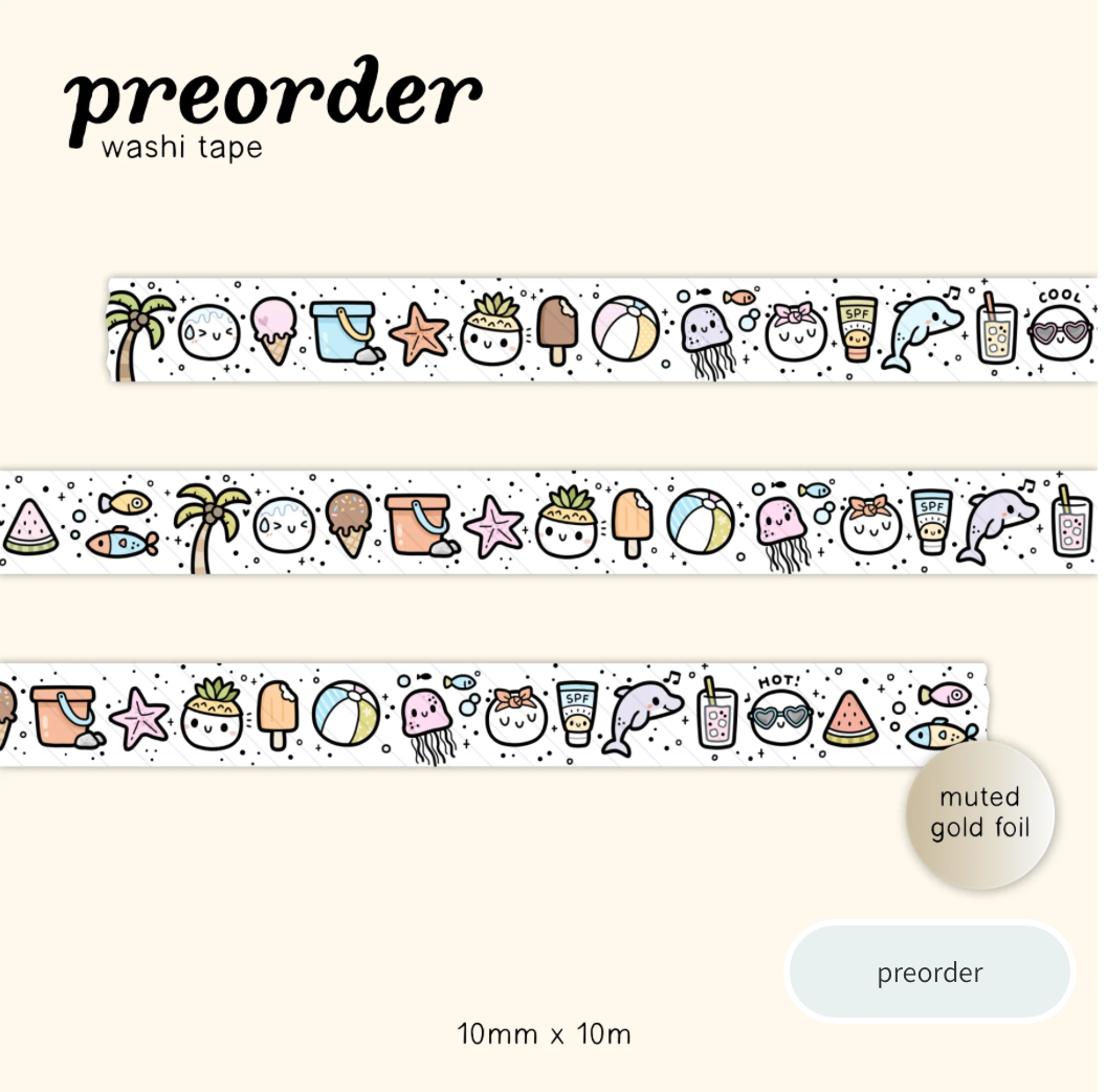 The Coffee Monsterz Co | Summer Doodles Washi Tape | JUNE PRE ORDER