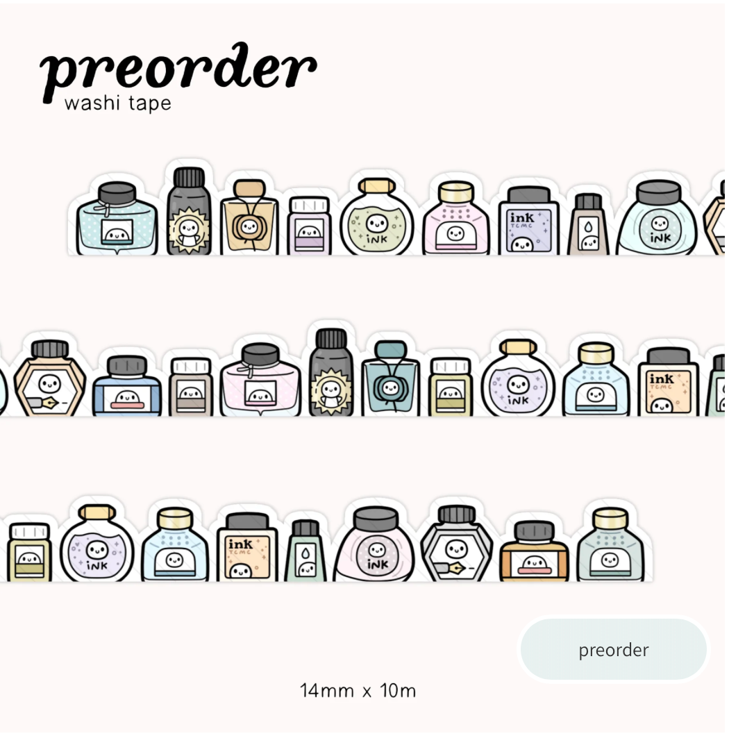 The Coffee Monsterz Co | Ink Bottle Die Cut Washi Tape | JUNE PRE ORDER