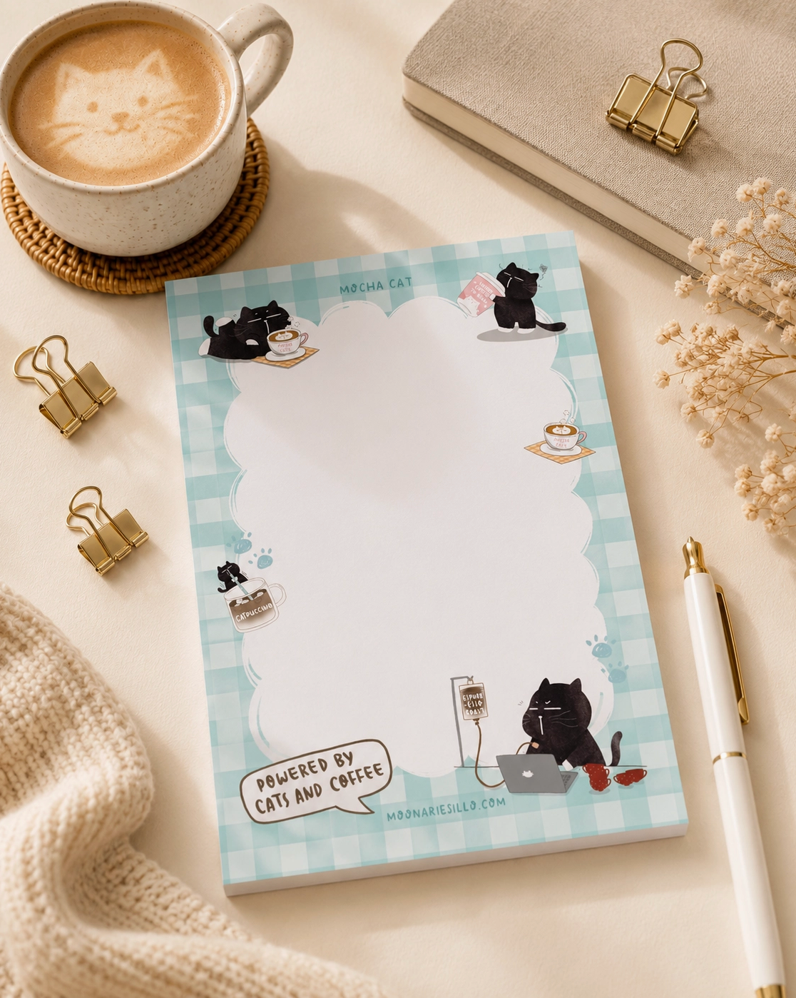 Moonaries Illo | Cats and Coffee A6 Notepad