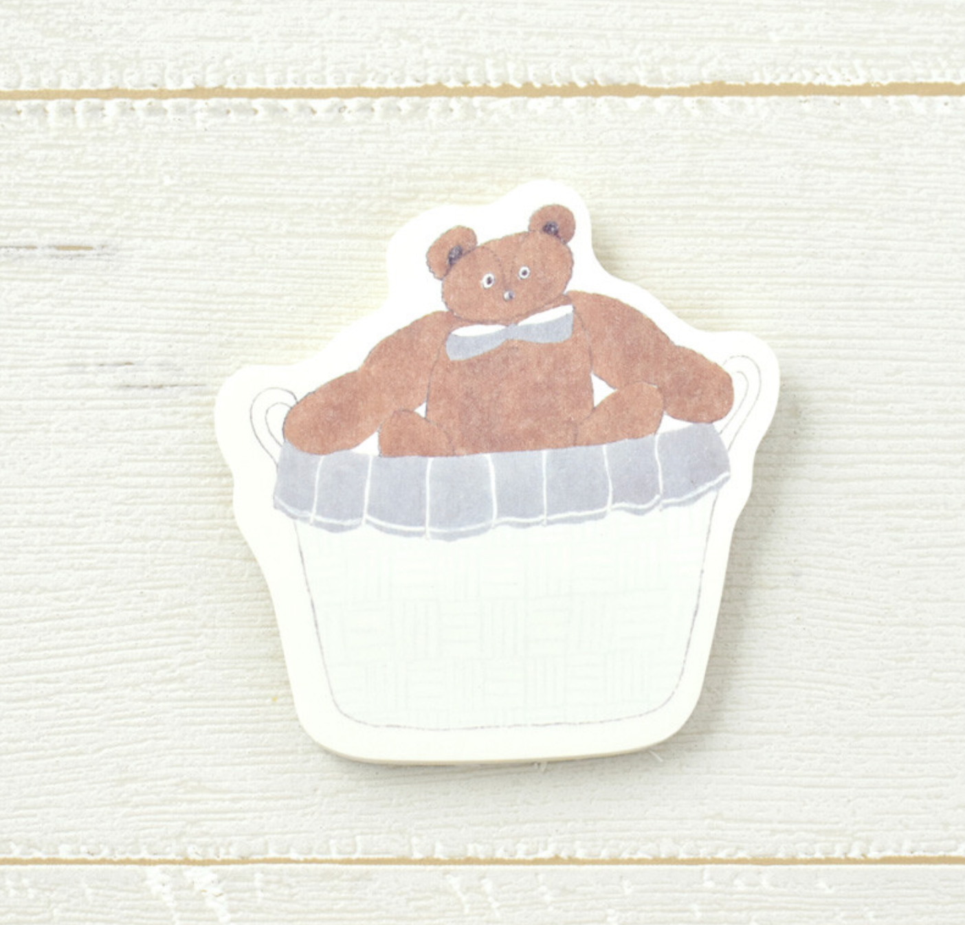 Papier Platz x Shoichiro Tobimatsu | Blue Bear &amp; Basket Die Cut Sticky Notes | 61-501