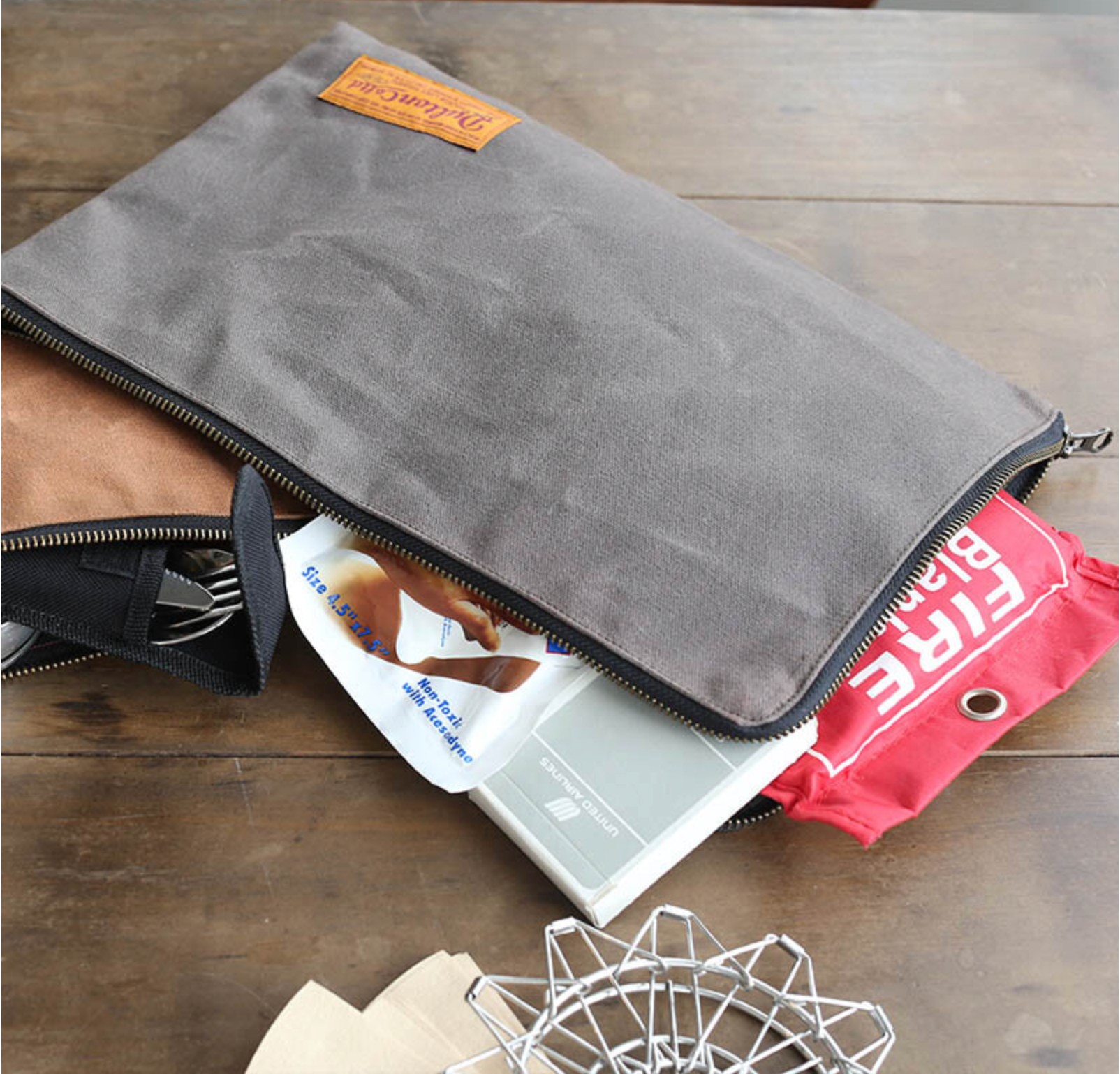 Dulton | Wax Canvas Tool Pouch | Olive | Large