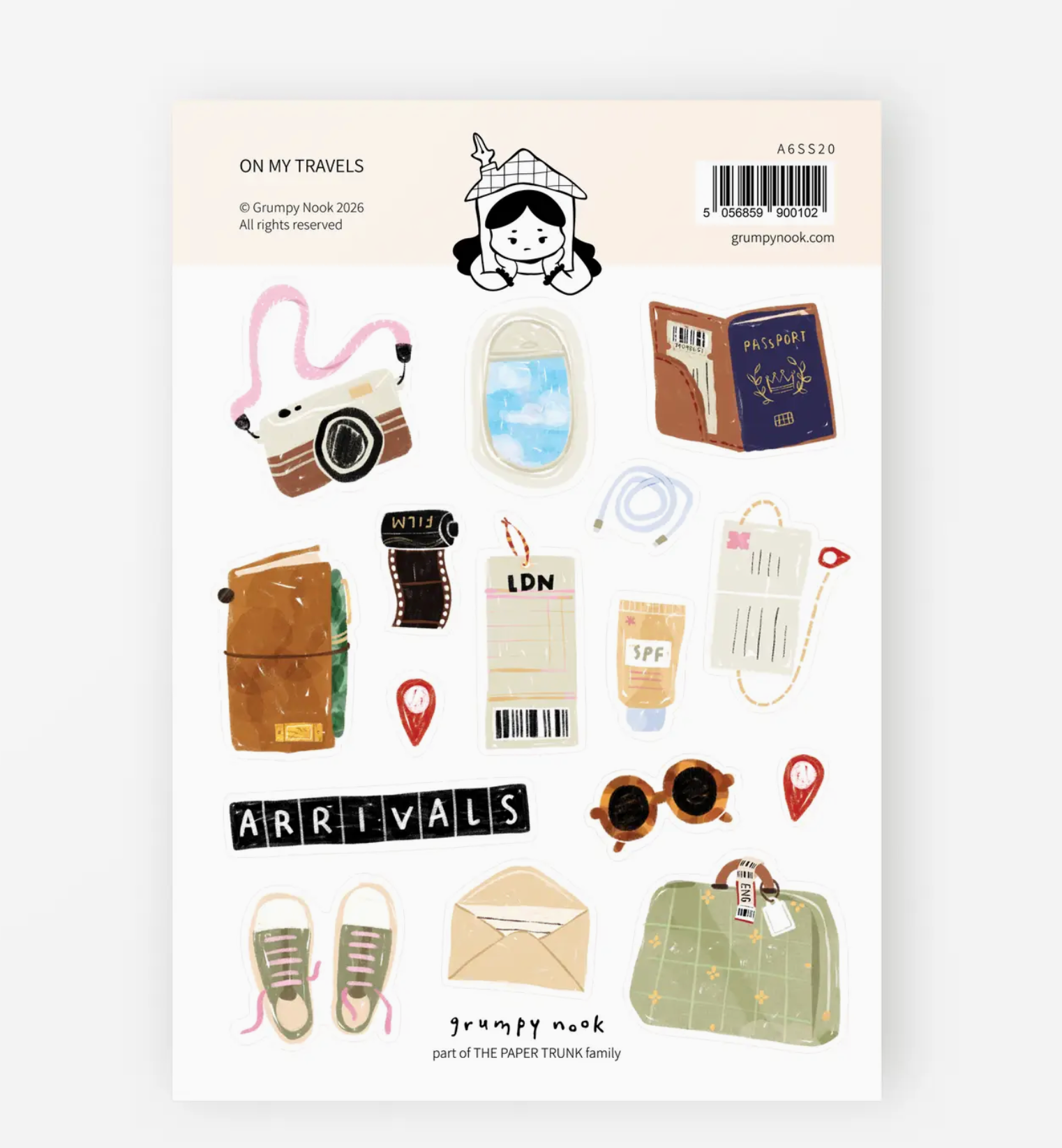 Grumpy Nook | On My Travels Sticker Sheet