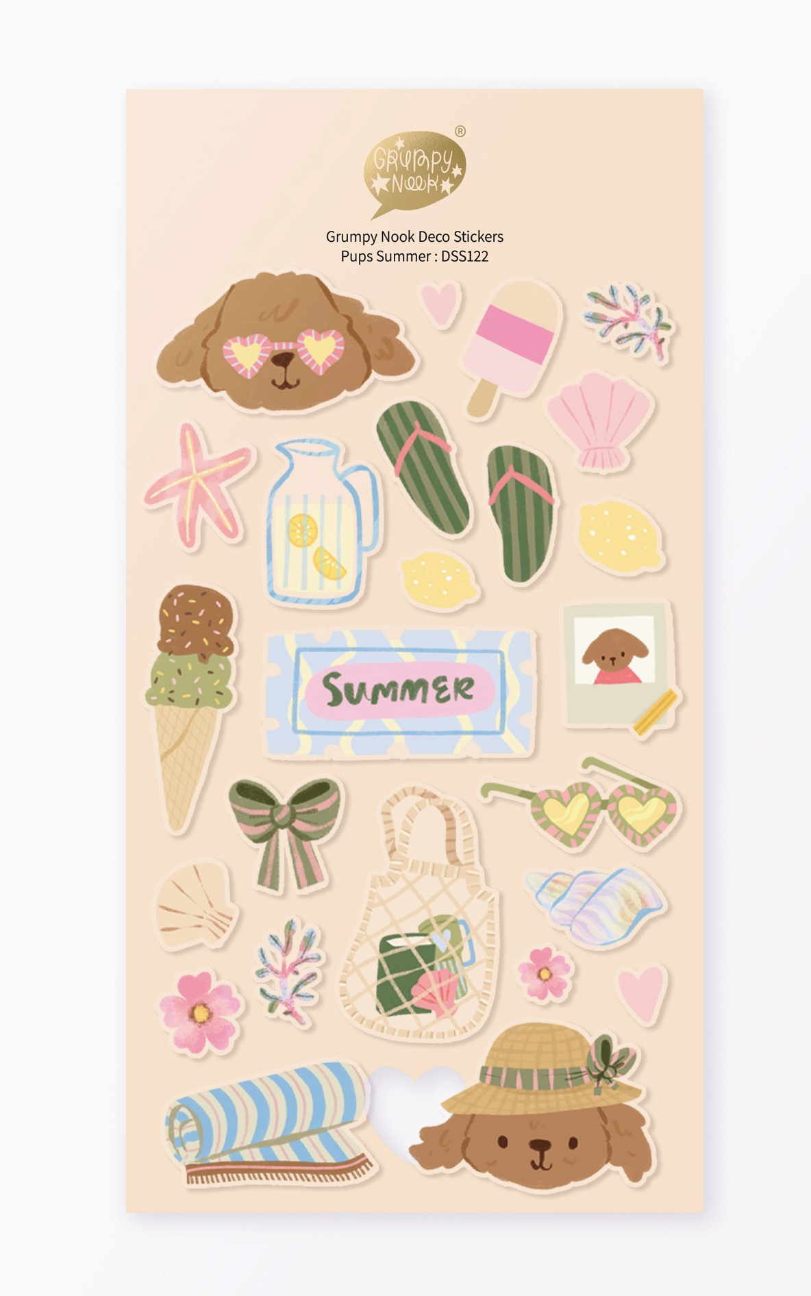 Grumpy Nook | Pups Summer Sticker Sheet