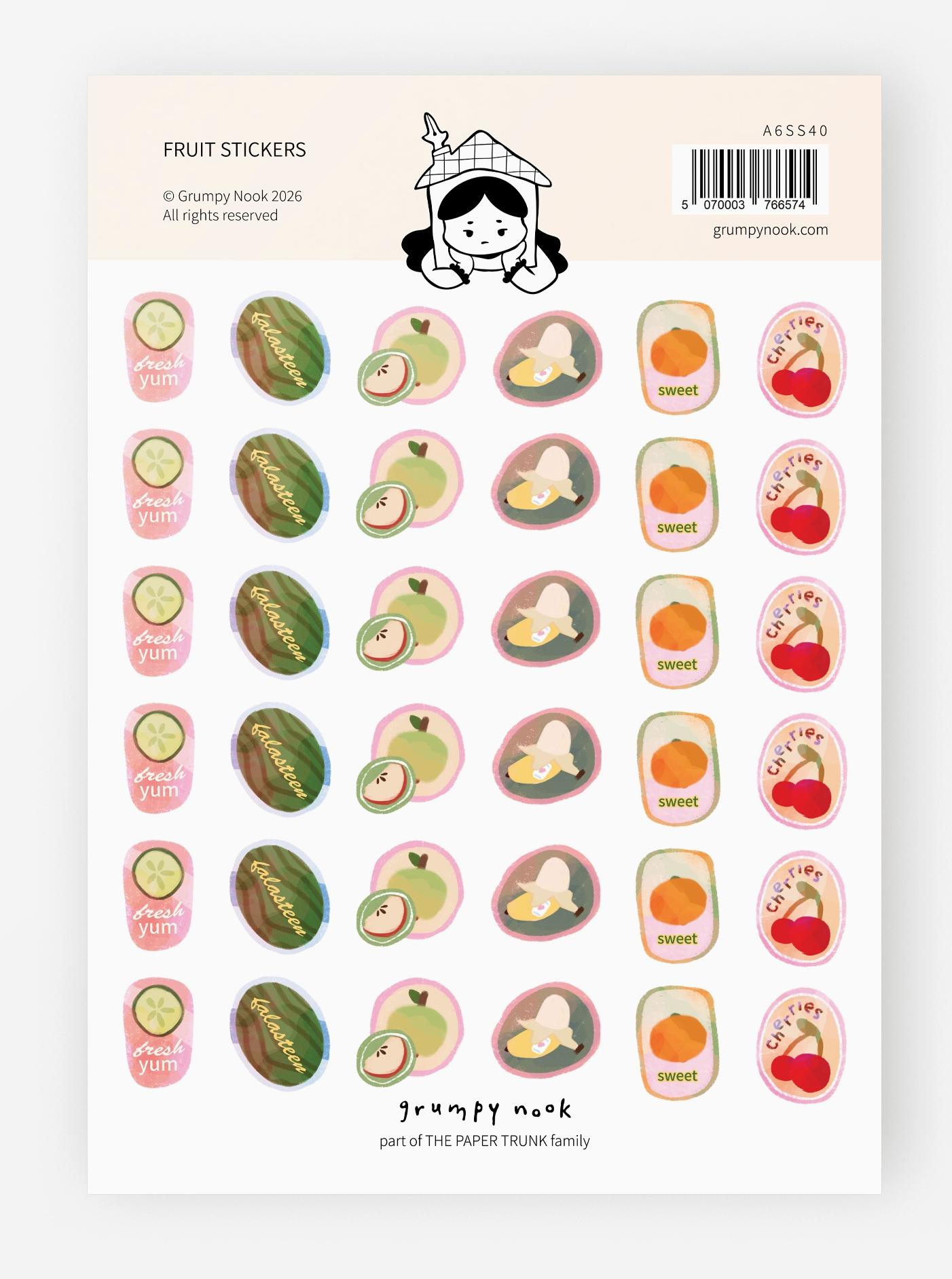 Grumpy Nook | Fruit Stickers