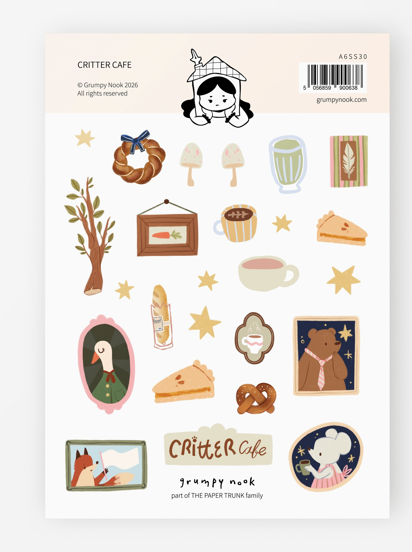 Grumpy Nook | Critter Cafe Sticker Sheet
