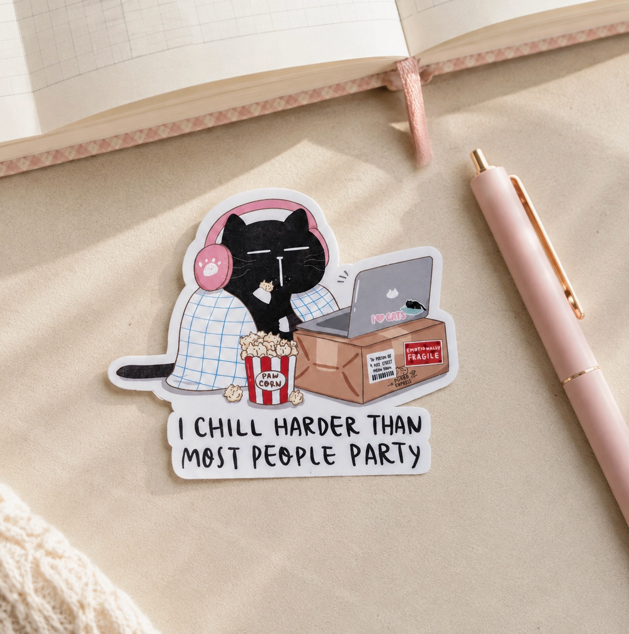 Moonaries Illo | I Chill Harder Than Most People Party Vinyl Sticker
