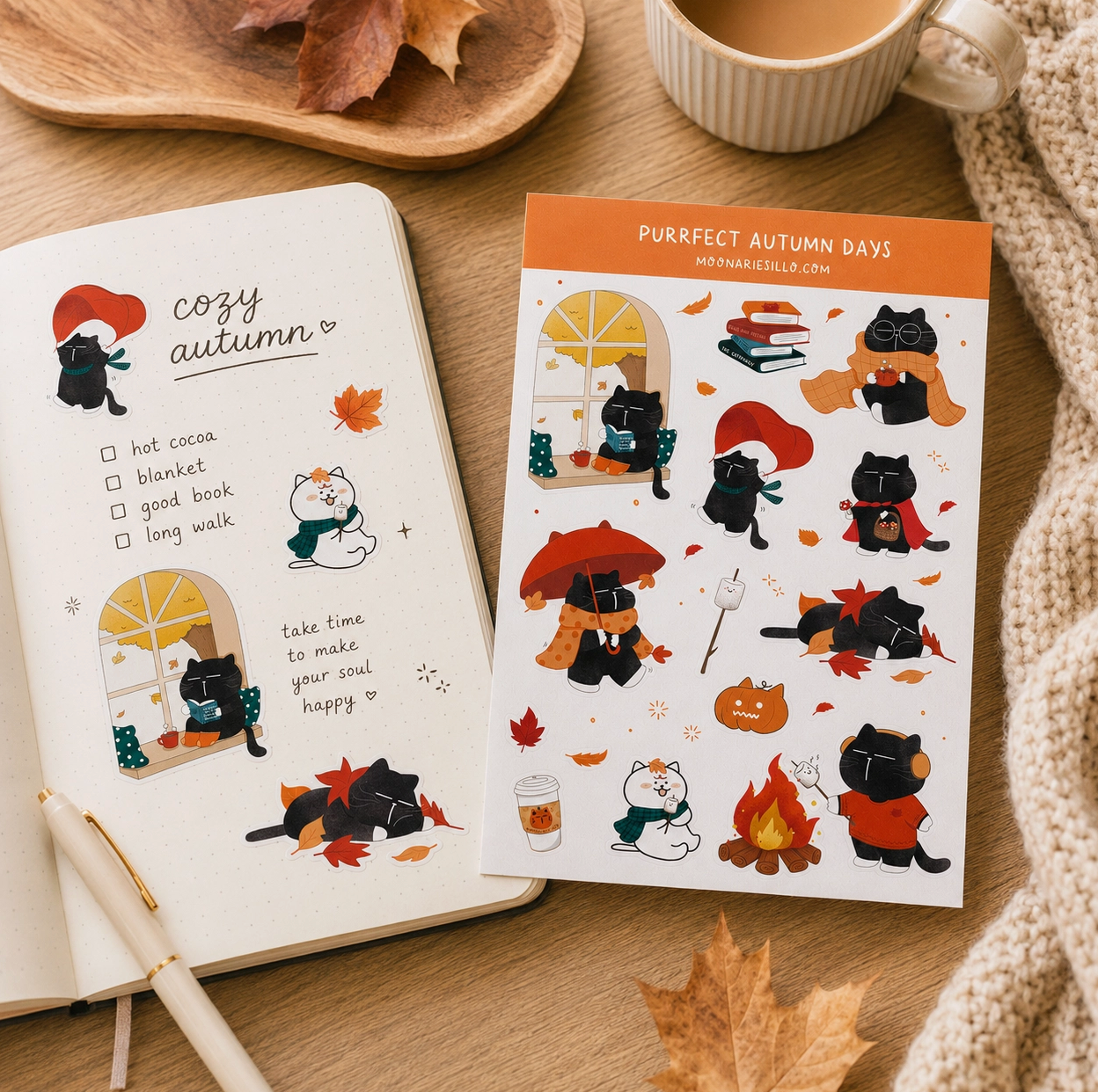 Moonaries Illo | Purrfect Autumn Days Sticker Sheet