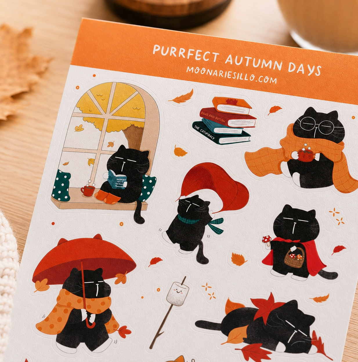 Moonaries Illo | Purrfect Autumn Days Sticker Sheet