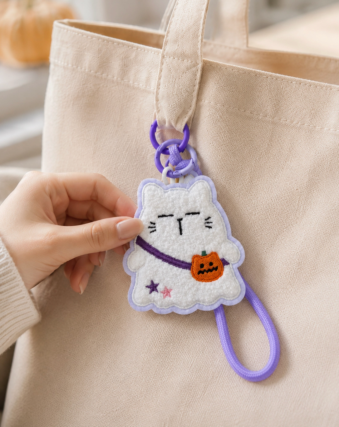 Moonaries Illo | Mocha Cat Ghost Halloween Bag Charm