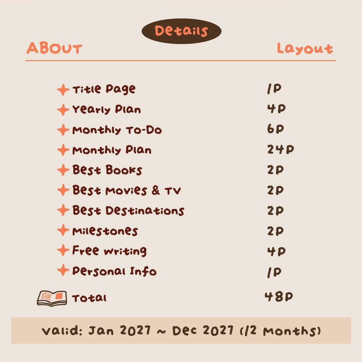 Rin Studio | 2027 The Little Things Monthly Planner Insert | Standard TN
