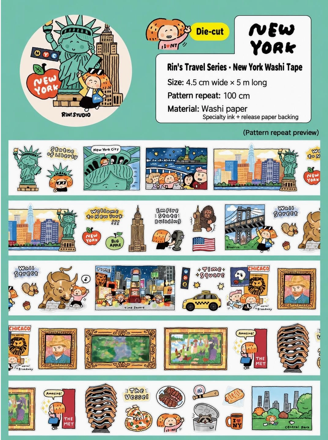 Rin Studio | New York City Kiss Cut Washi Tape