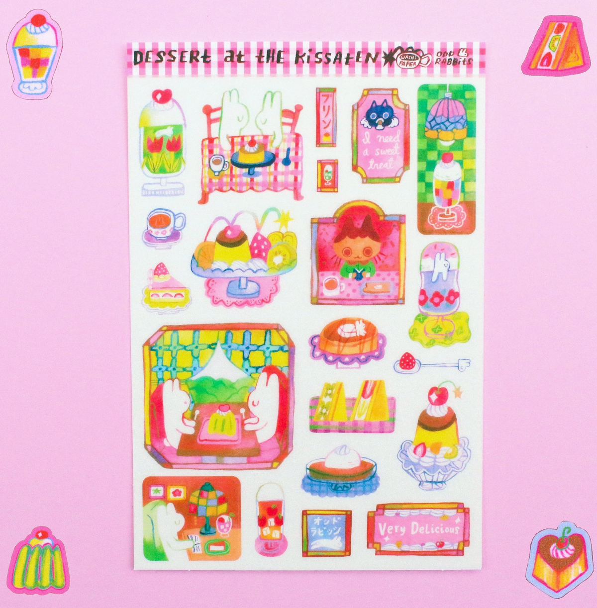 Odd Rabbits | Dessert at the Kissaten A6 Washi Sticker Sheet