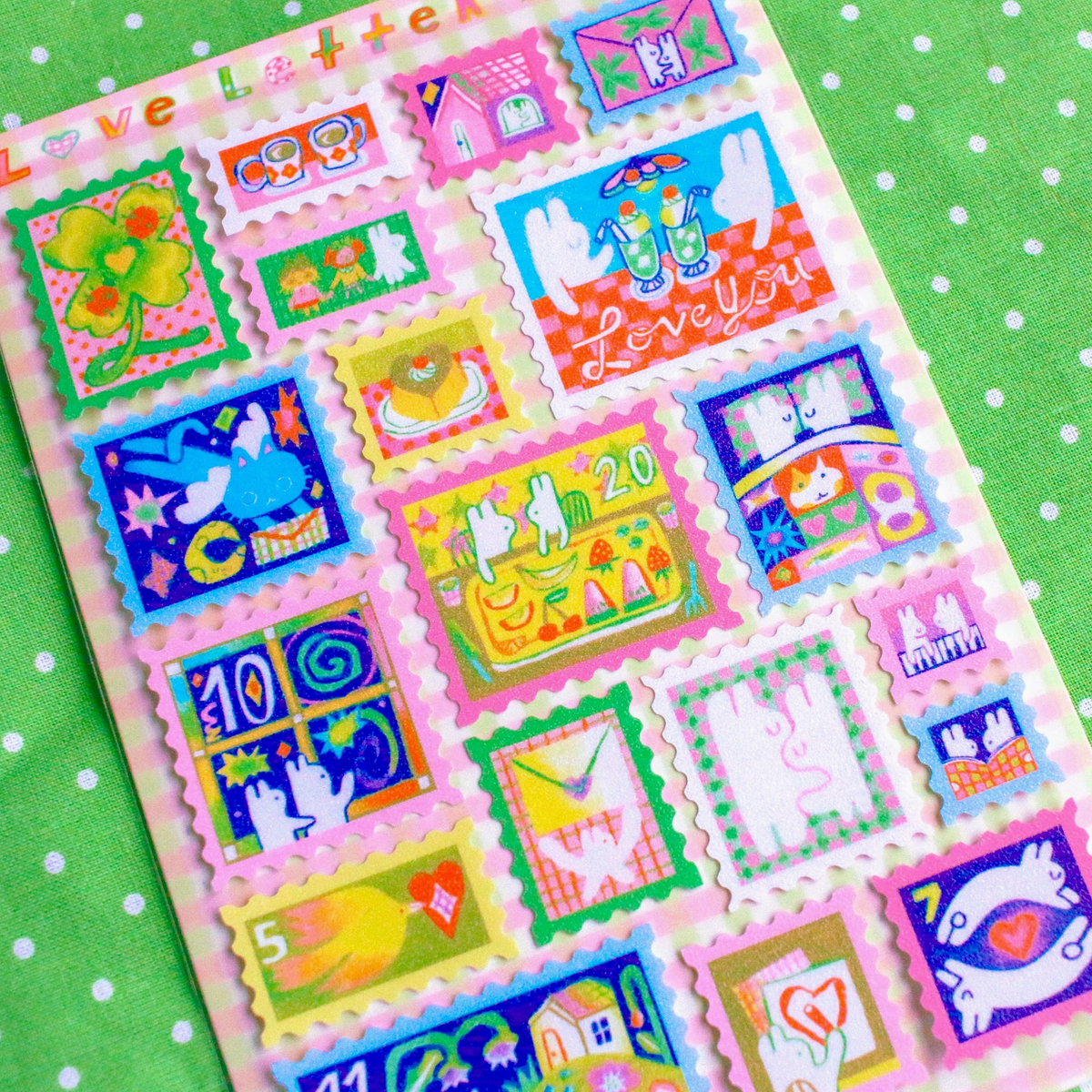 Odd Rabbits | Love Letter Frosted Glitter A6 Sticker Sheet