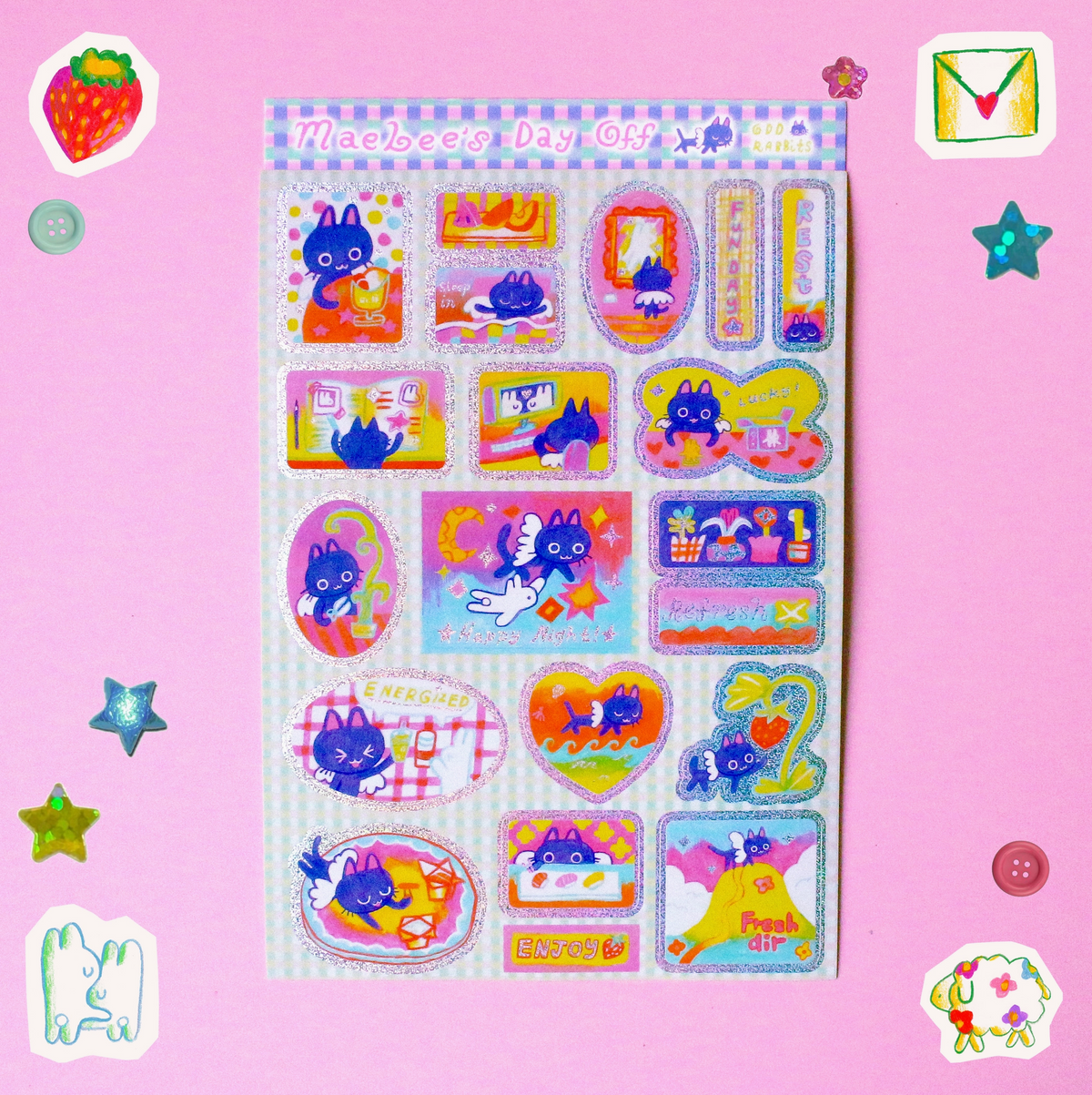 Odd Rabbits | Maebee's Day Off Glitter A6 Sticker Sheet