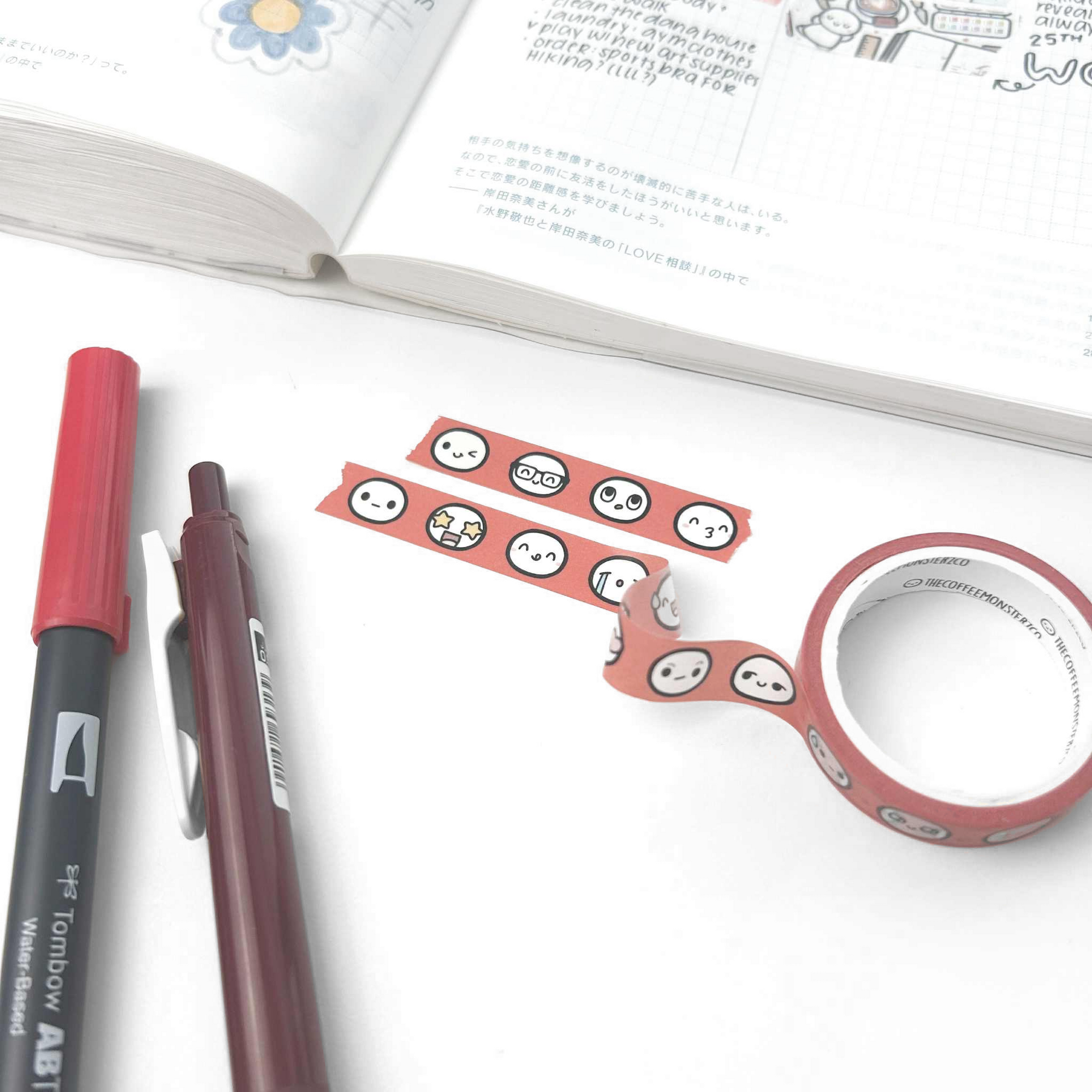 The Coffee Monsterz Co | Primary Color Emotis Washi Tape