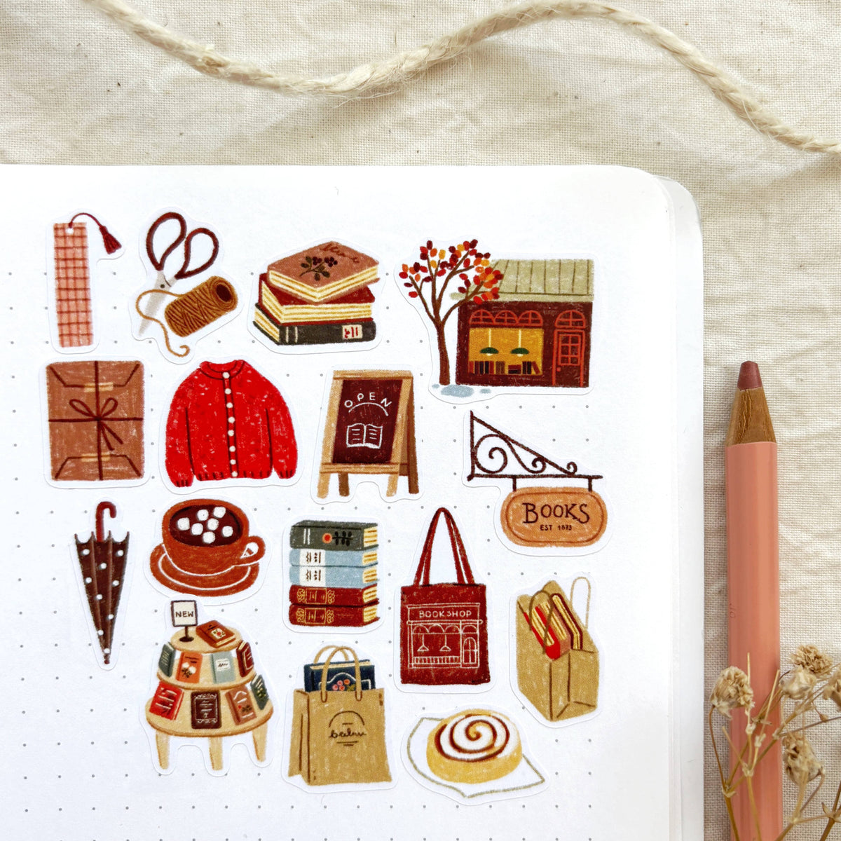 Och Monika | Rainy Bookshop - Sticker Sheet